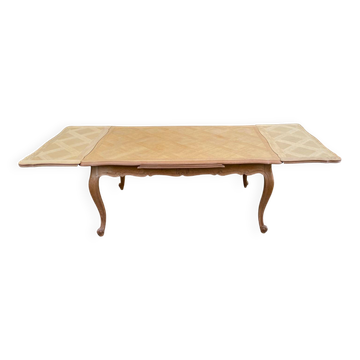 Grande table à manger Louis XV décapée en chêne massif 1960 260cm