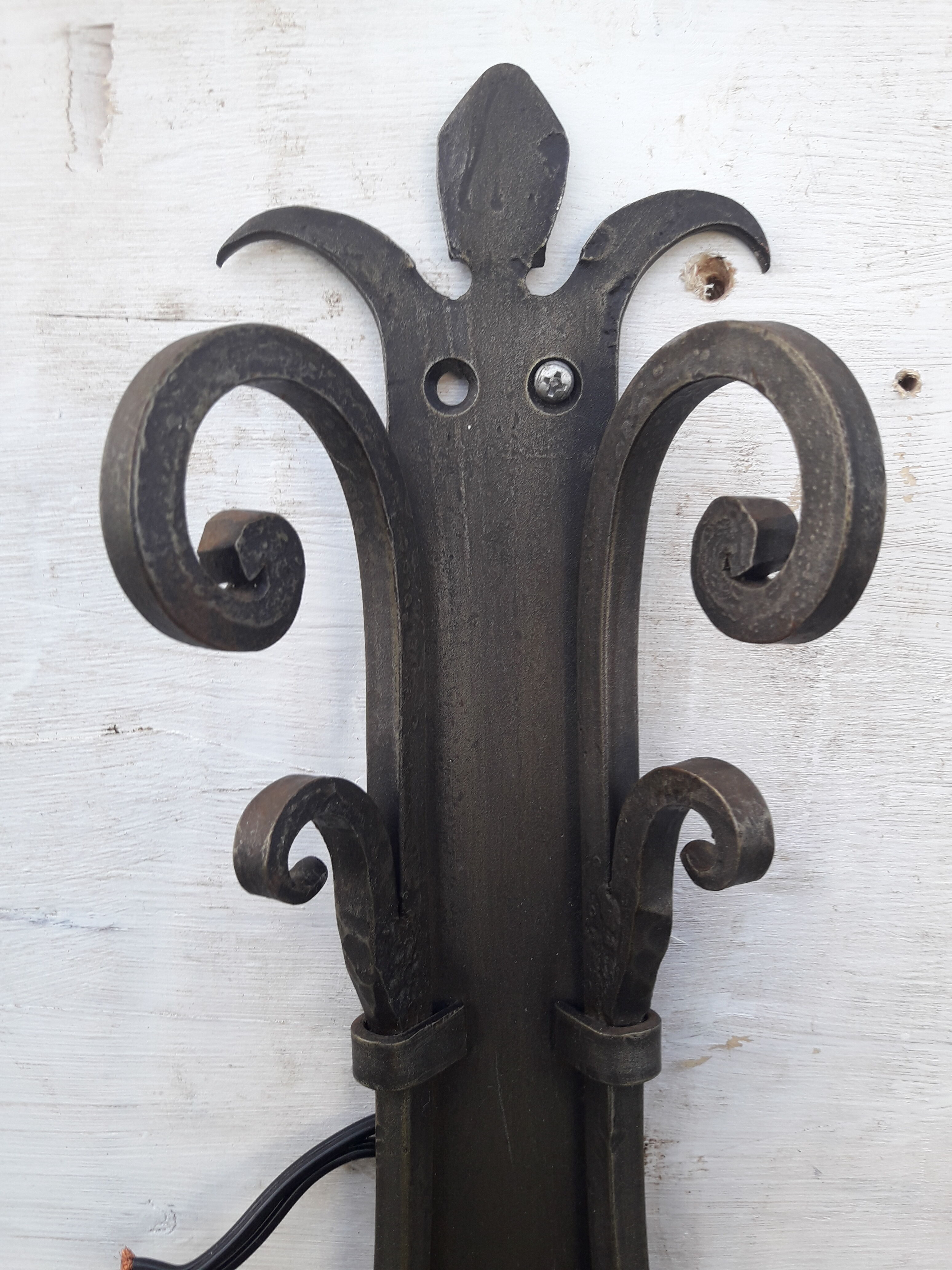 Pair of wrought iron wall light