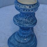 Vase with handle in turquoise blue glazed ceramic signed Loic Carnac