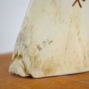 Scandinavian Studio Table Lamp in Carved Bone with Symbolic Decoration, c. 1950s–1970s
