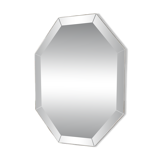 Modernist Octagonal Mirror – Art Glass & Wide Bevel – 1950s/60s