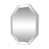 Modernist Octagonal Mirror – Art Glass & Wide Bevel – 1950s/60s