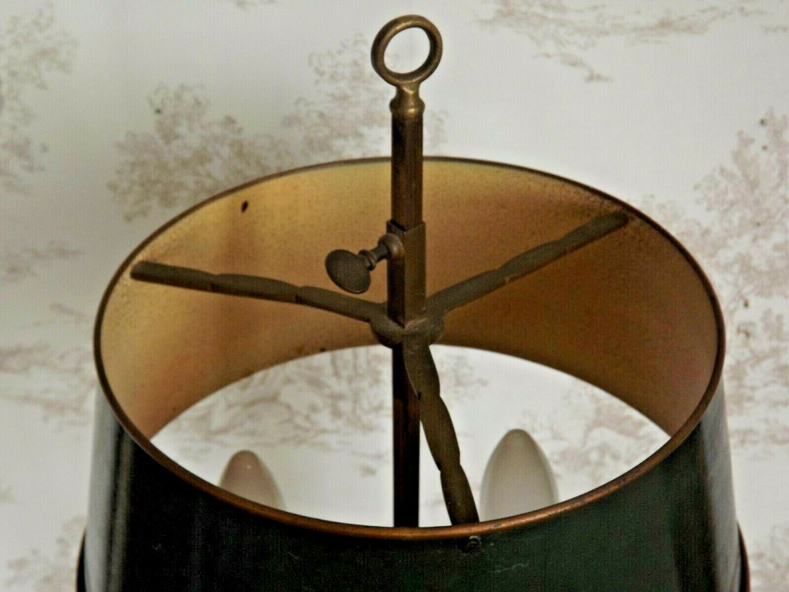 French empire style brass bouillotte table lamp green crackle effect shade