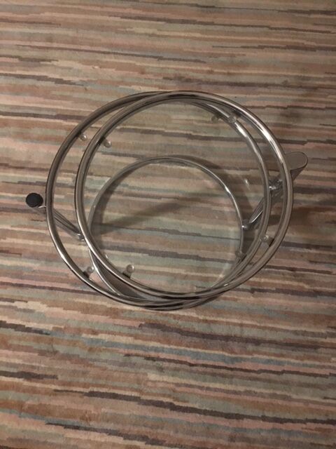 Round coffee table in glass and chrome 2 removable trays