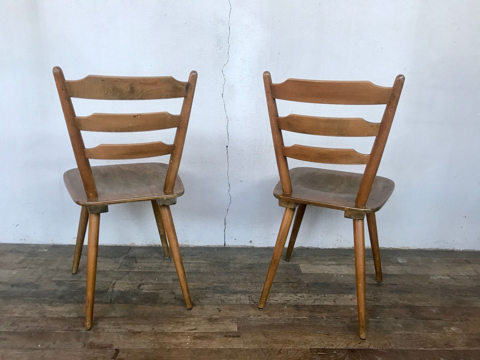 Series of 20 Scandinavian chairs or vintage wooden bistro