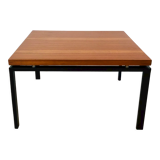 Square metal and walnut coffee table, Italy 60s