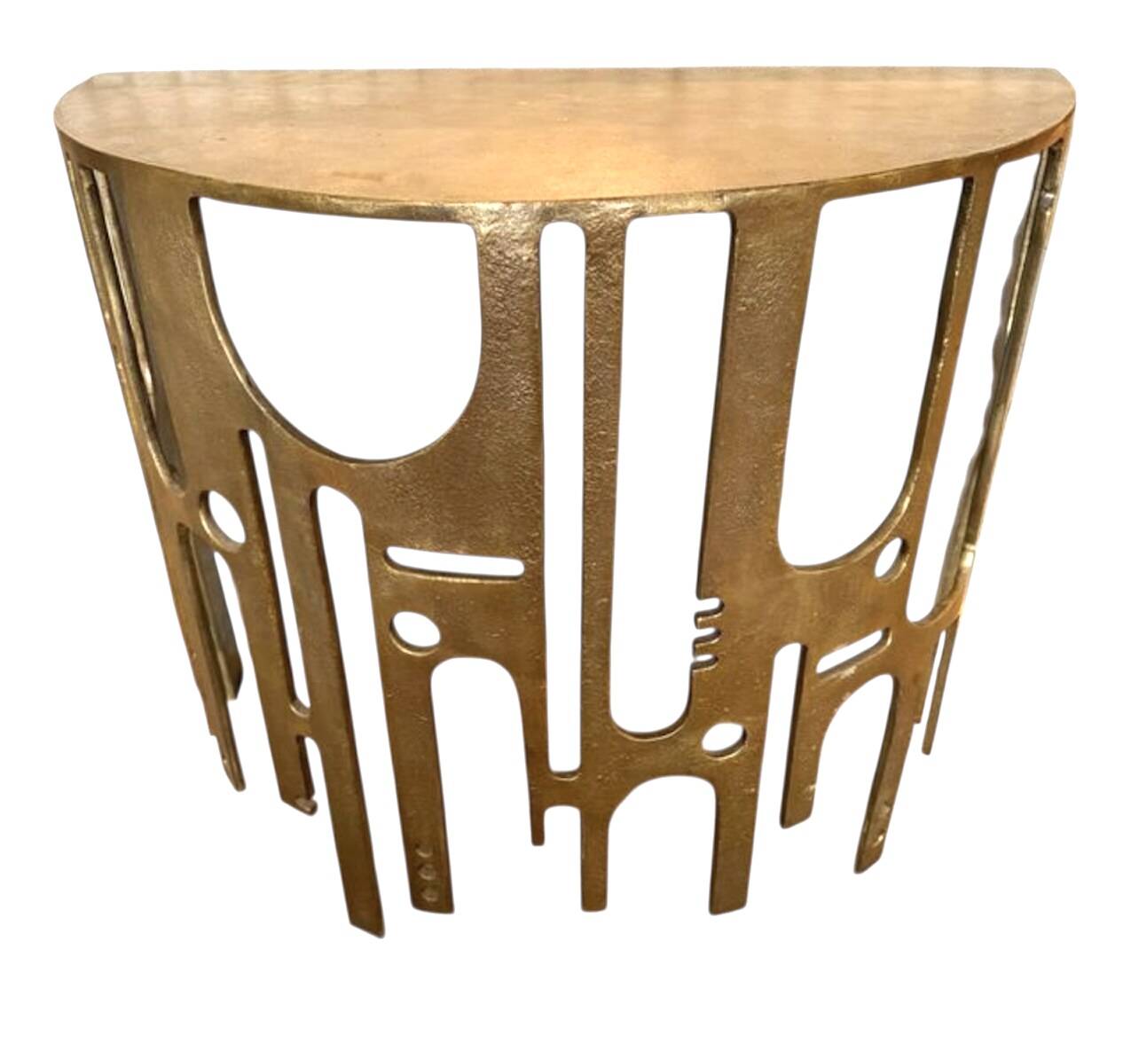 Vlab brutalist console in bronze-finished metal