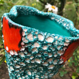 Vase fat lava year 60/70 orange and turquoise
