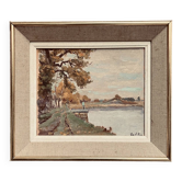 Tableau des années 60 "La berge" signé Paul Rue.