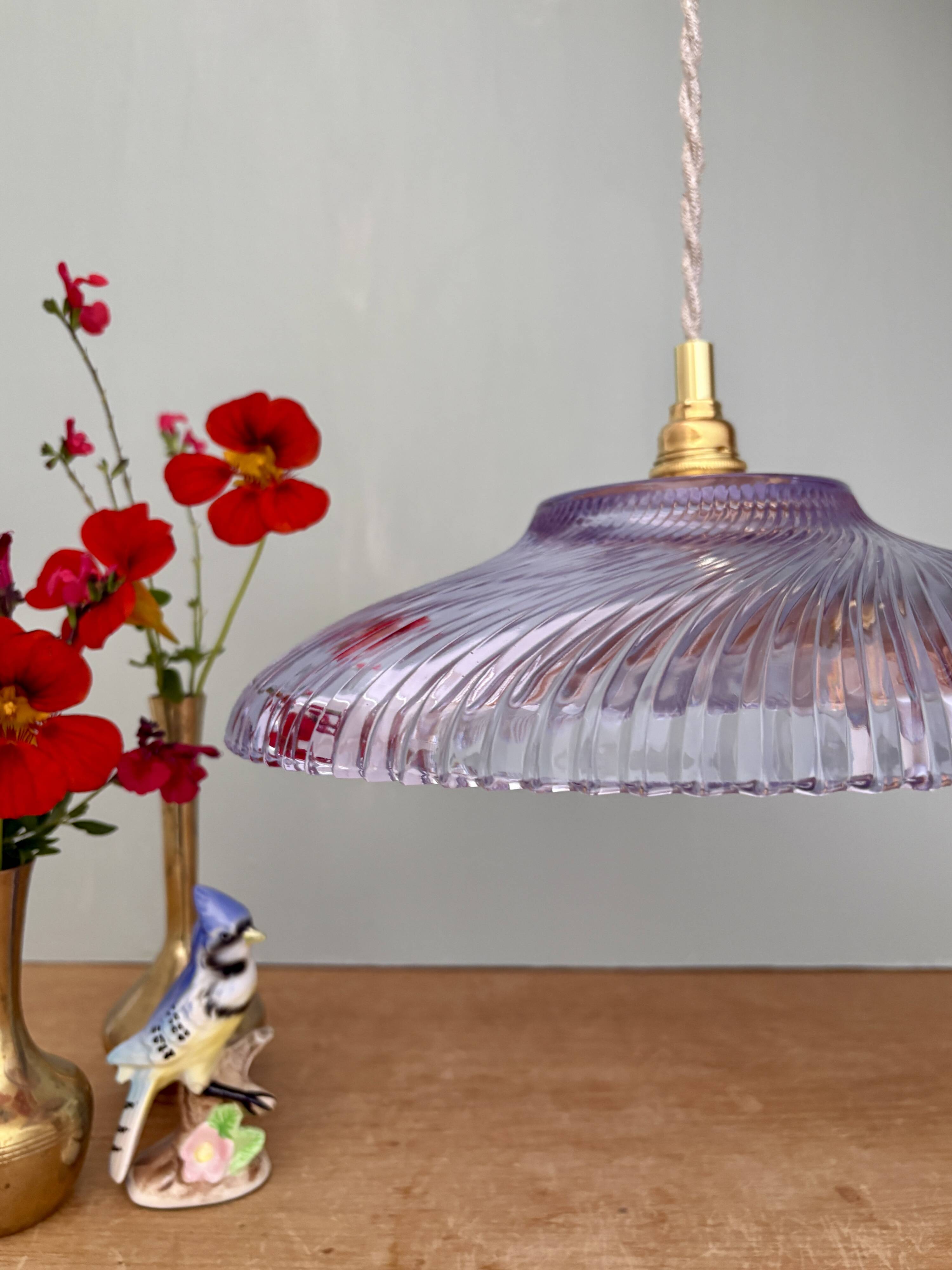 Vintage purple glass pendant light - tableware collection -