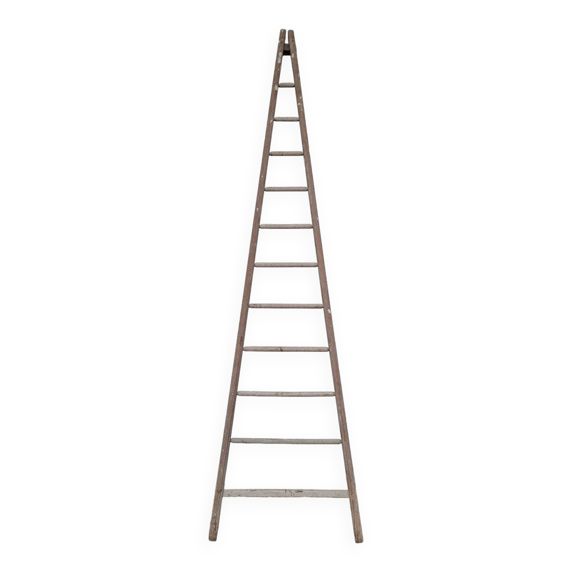 Old wooden fruit harvest market gardener's ladder - 3m65