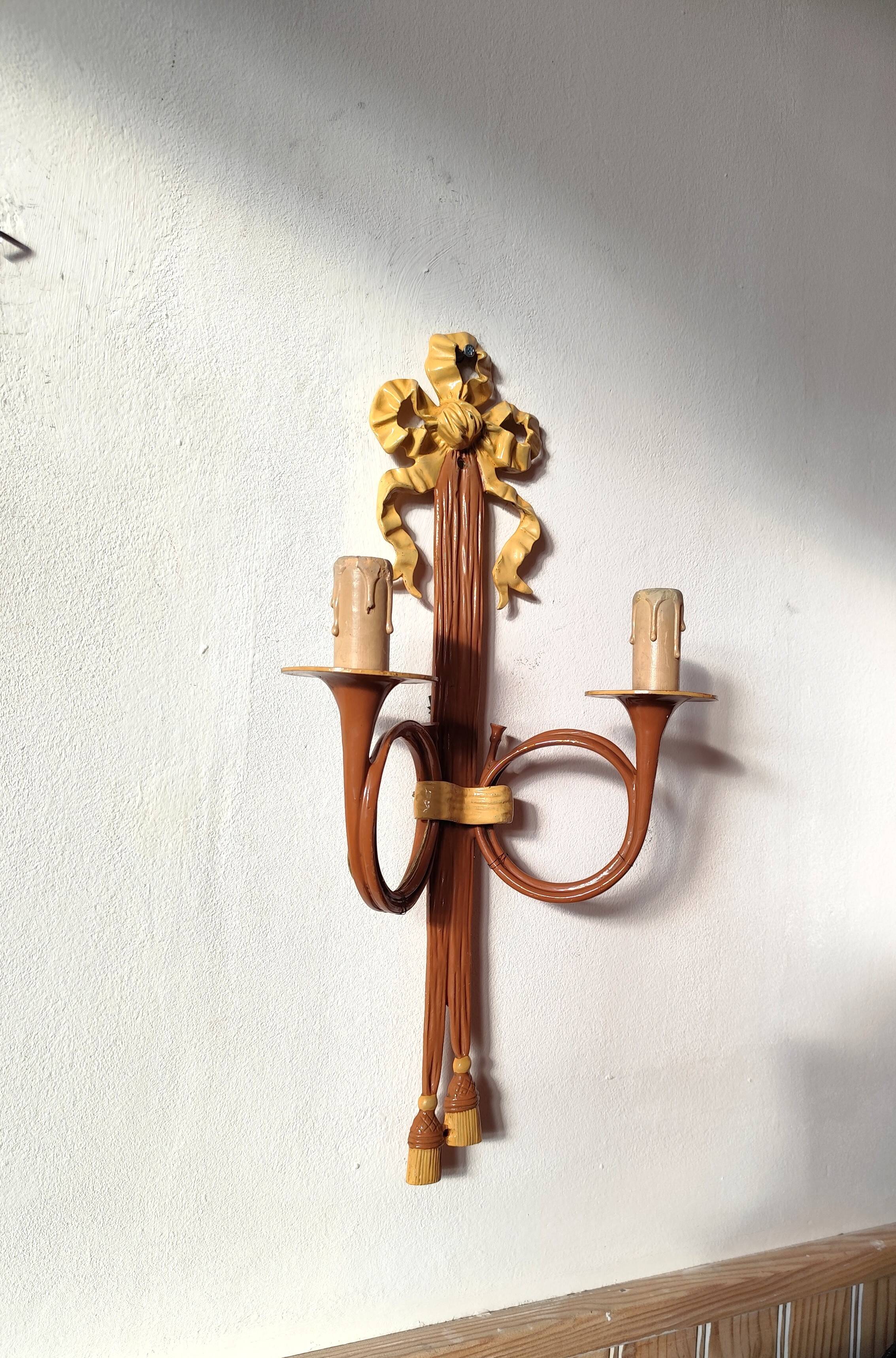 bronze-painted metal wall light, 2 lights, Napoléon III style lamp