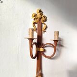 bronze-painted metal wall light, 2 lights, Napoléon III style lamp