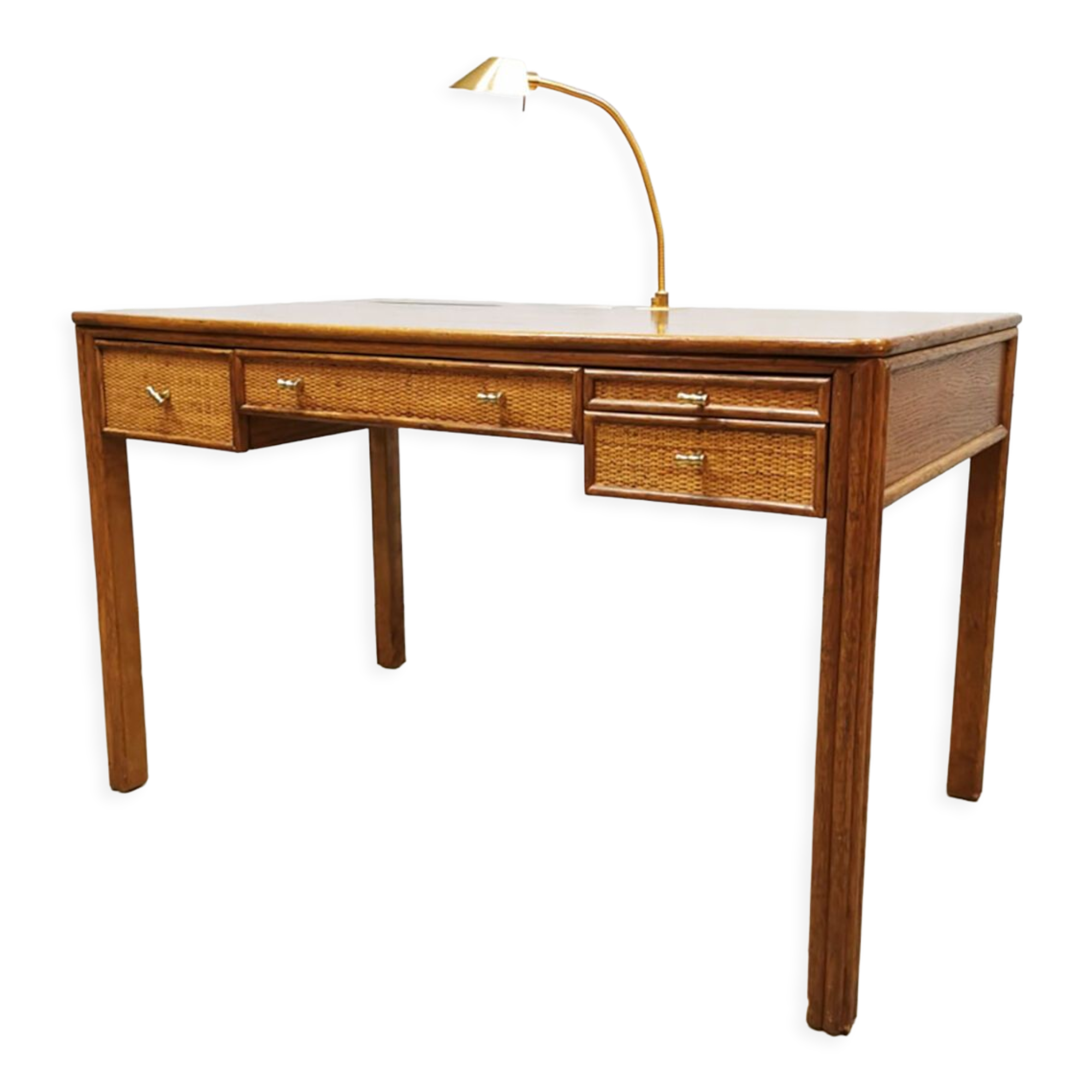 Vintage rattan caned desk Eleanor Forbes Mcguire San Francisco