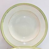 7 plates of the 60s green and white - moulin des loups & orchies france- retro-