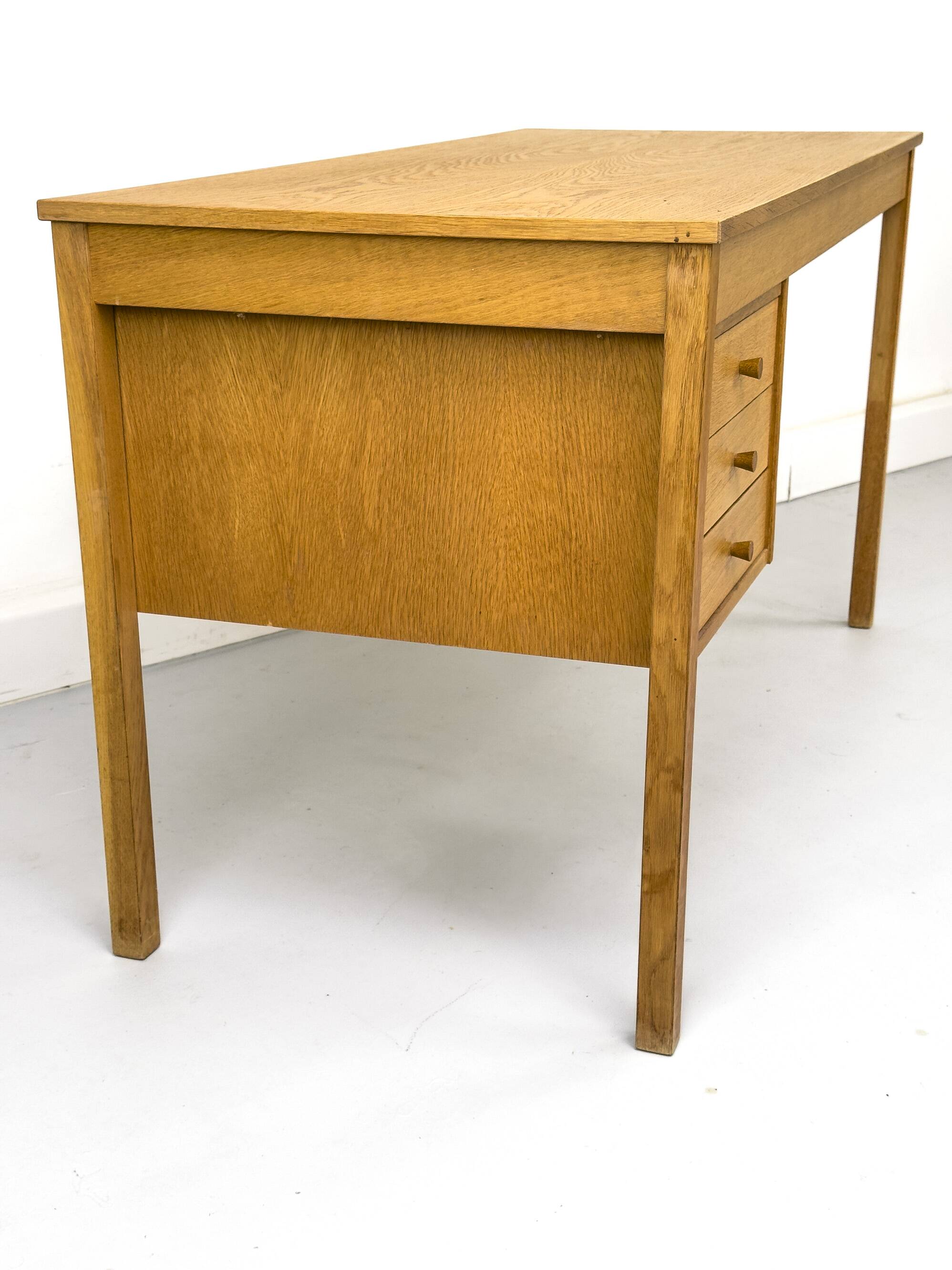 Oak Desk with Three Drawers from Domino Møbler, 1970s