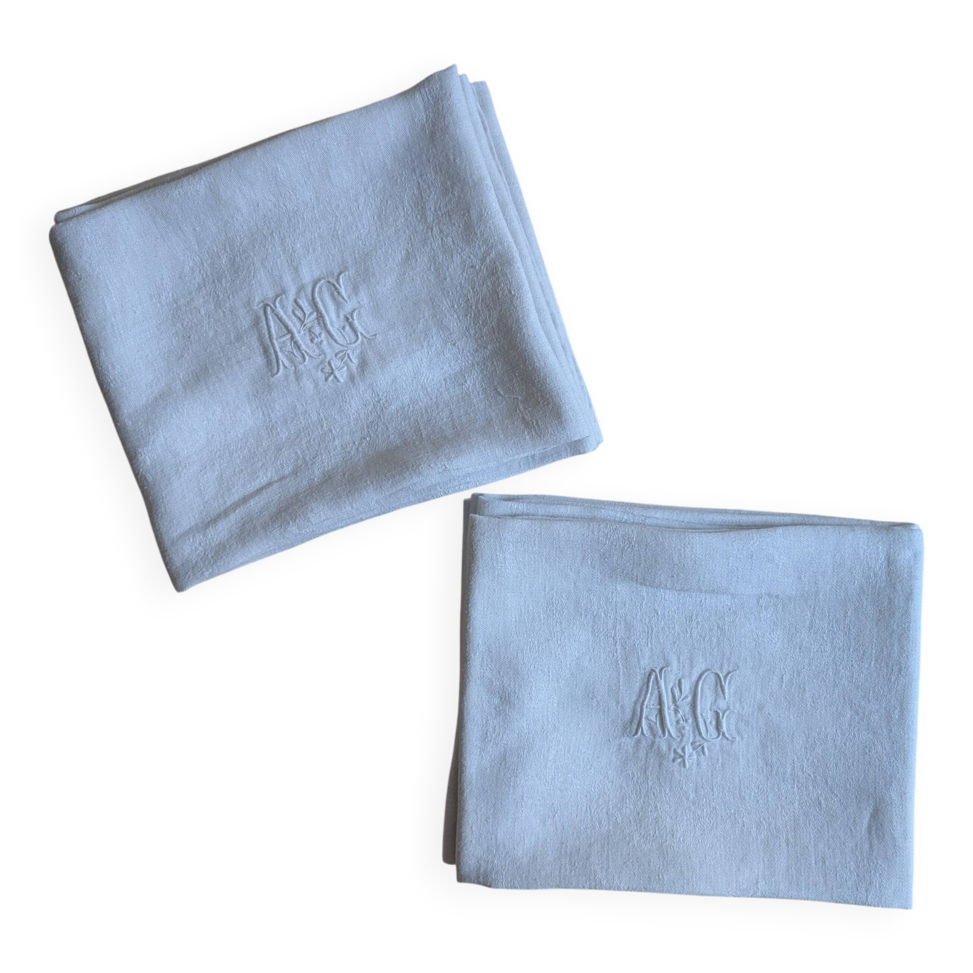 Set of 12 embroidered initial napkins - AG