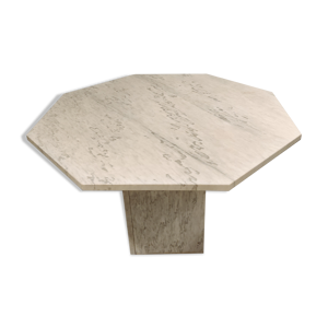 Octogonal italien table à manger en marbre blanc années 1970