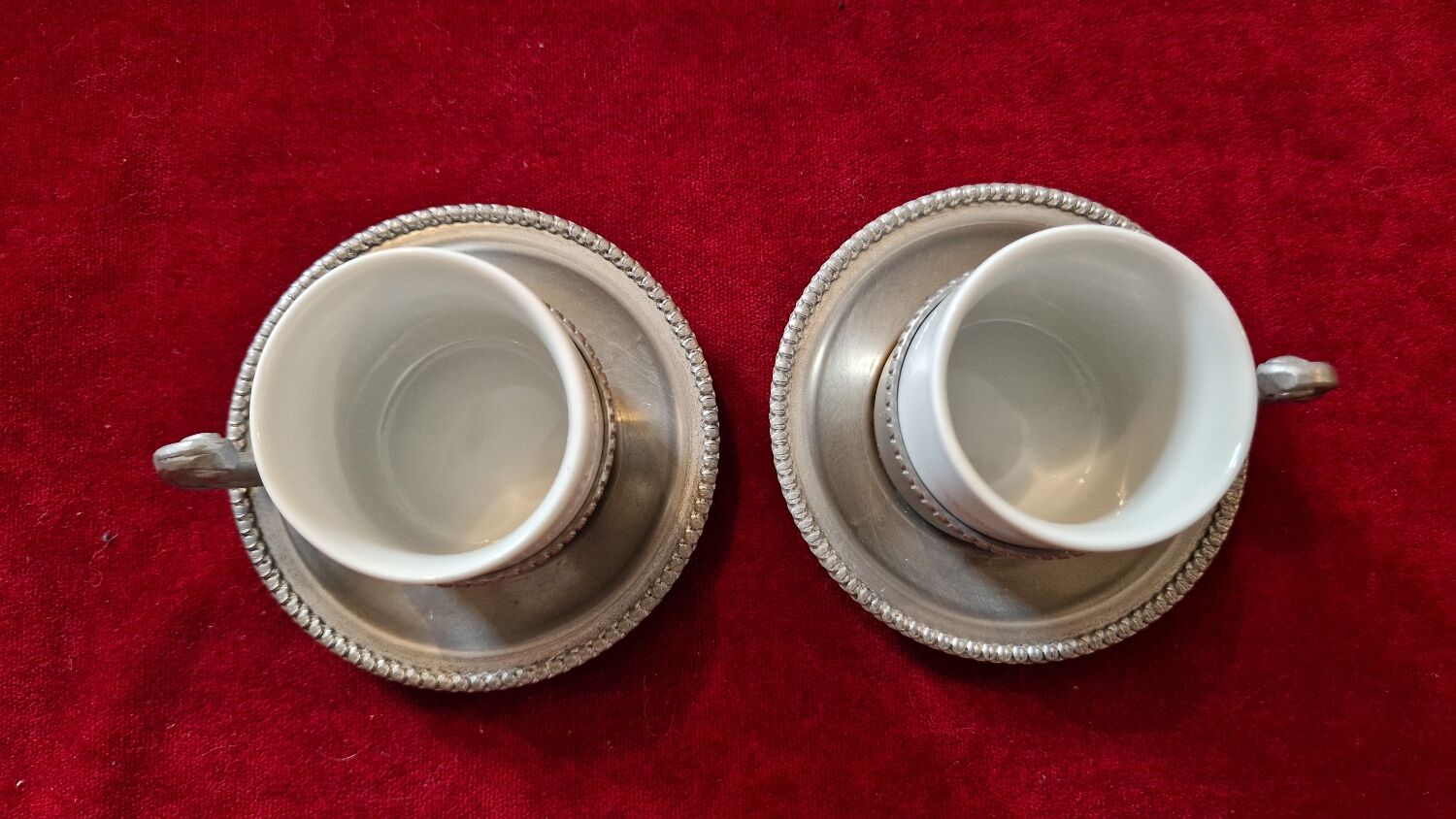 Earthenware and pewter coffee service