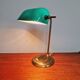 Banker's lamp in brass and green opaline, 1930s