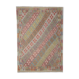 Handmade flat woven geometric kilim rug- 202x296cm