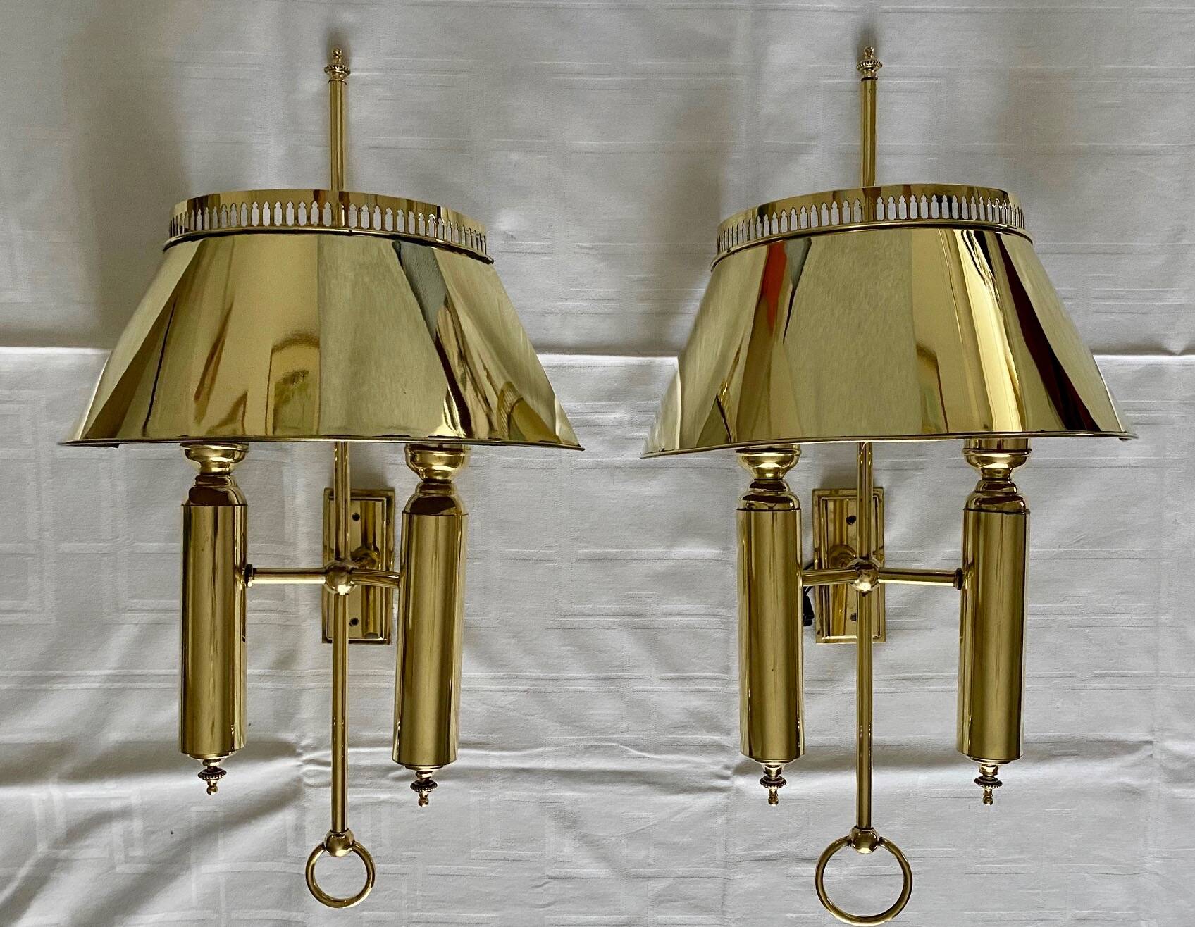 Pair of brass wall lights, 1950.