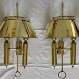 Pair of brass wall lights, 1950.