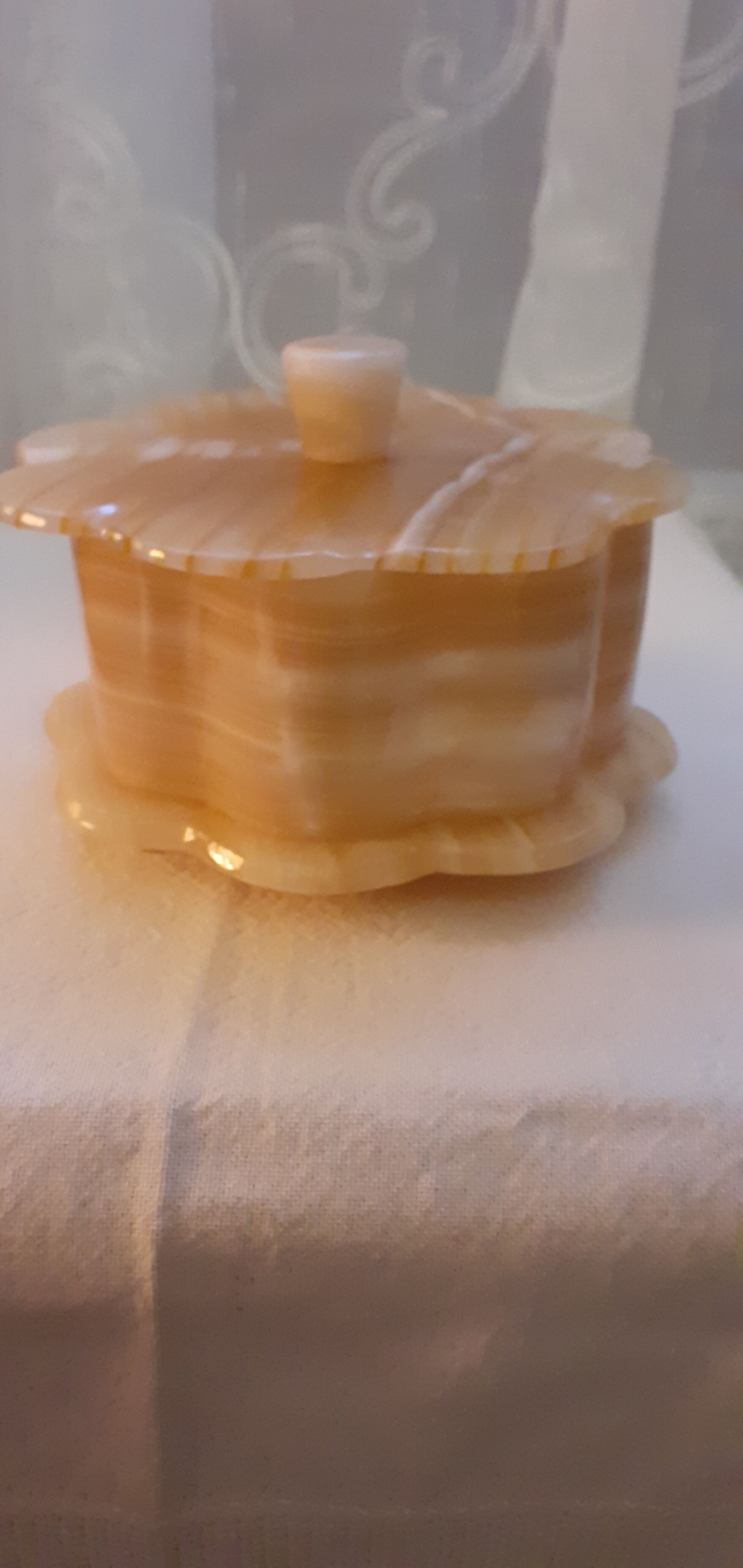 Jewelry box on vintage onyx legs