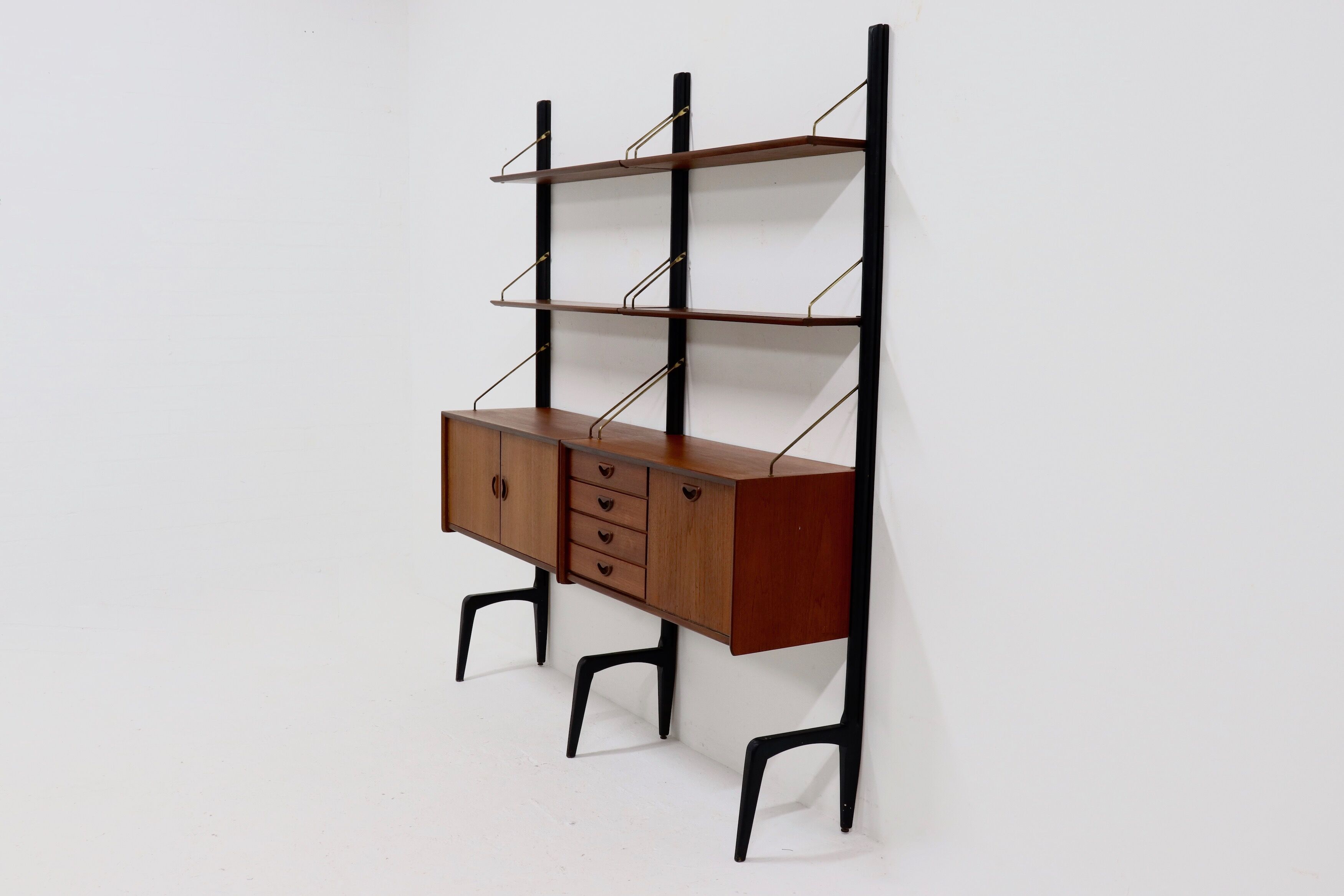 Teak Wall Unit by Louis van Teeffelen for WeBe 1950's
