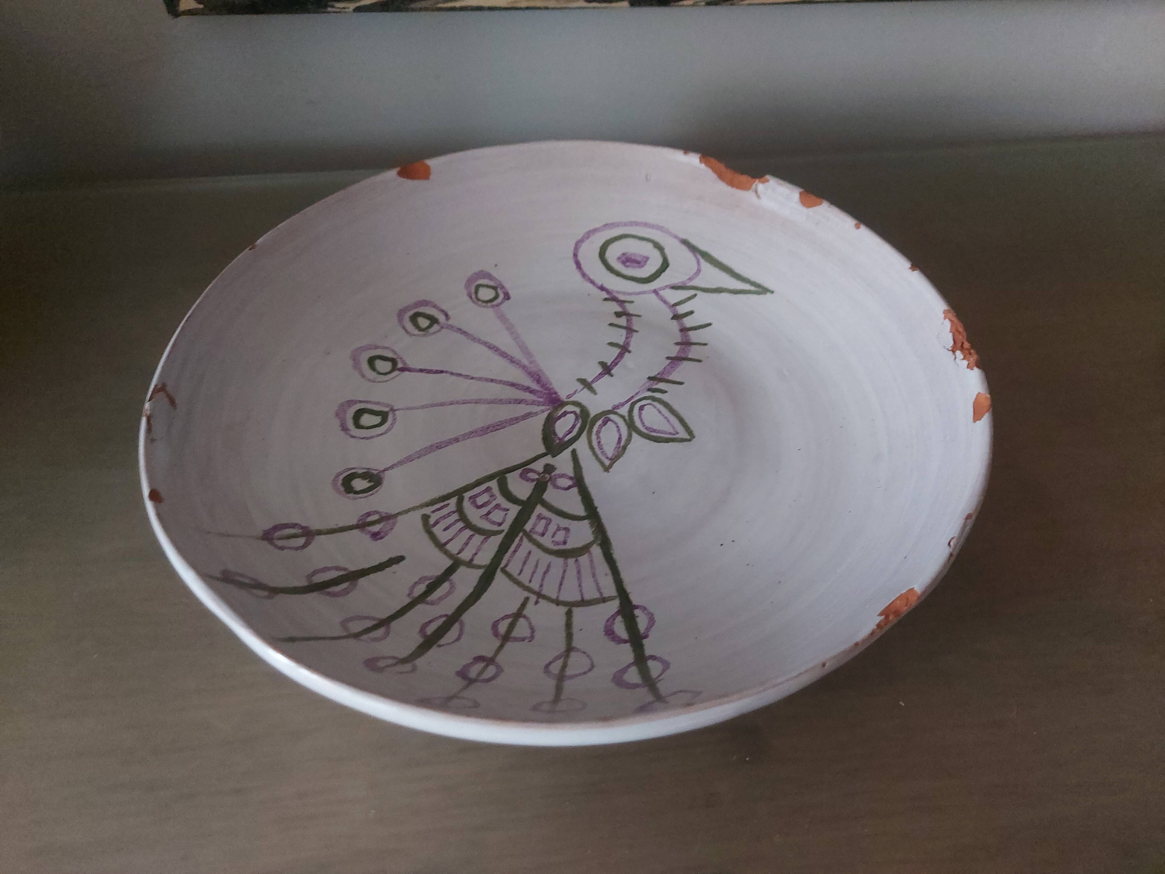Ceramic dish decor bird