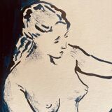 Tableau ink blue indigo "female model drawing in the studio"