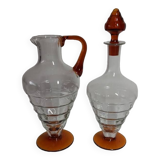 Art deco carafe and pitcher