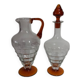 Art deco carafe and pitcher