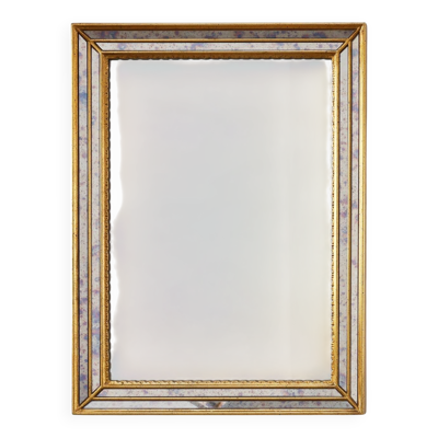 Miroir doré de style mid-century moderne par Deknudt, Belgique, années 1970