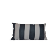 Set of 2 vintage striped cushions in navy blue and white linen, 65x35 cm.