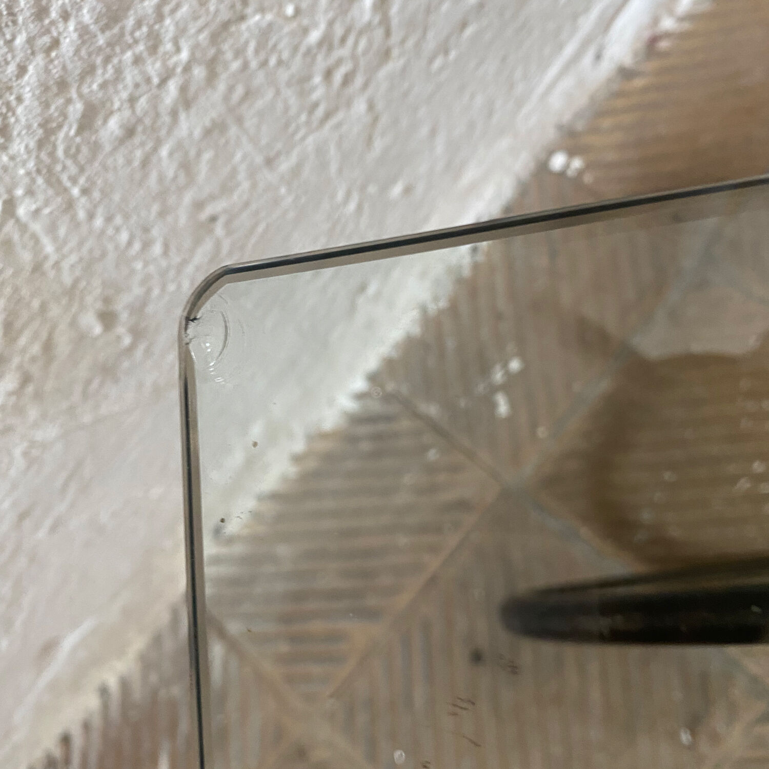 Italian glass coffee table with castors