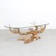 Willy Daro brass Bonsai and glass coffee table, 1970s