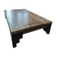 Coffee table in travertine with mother-of-pearl inlays.