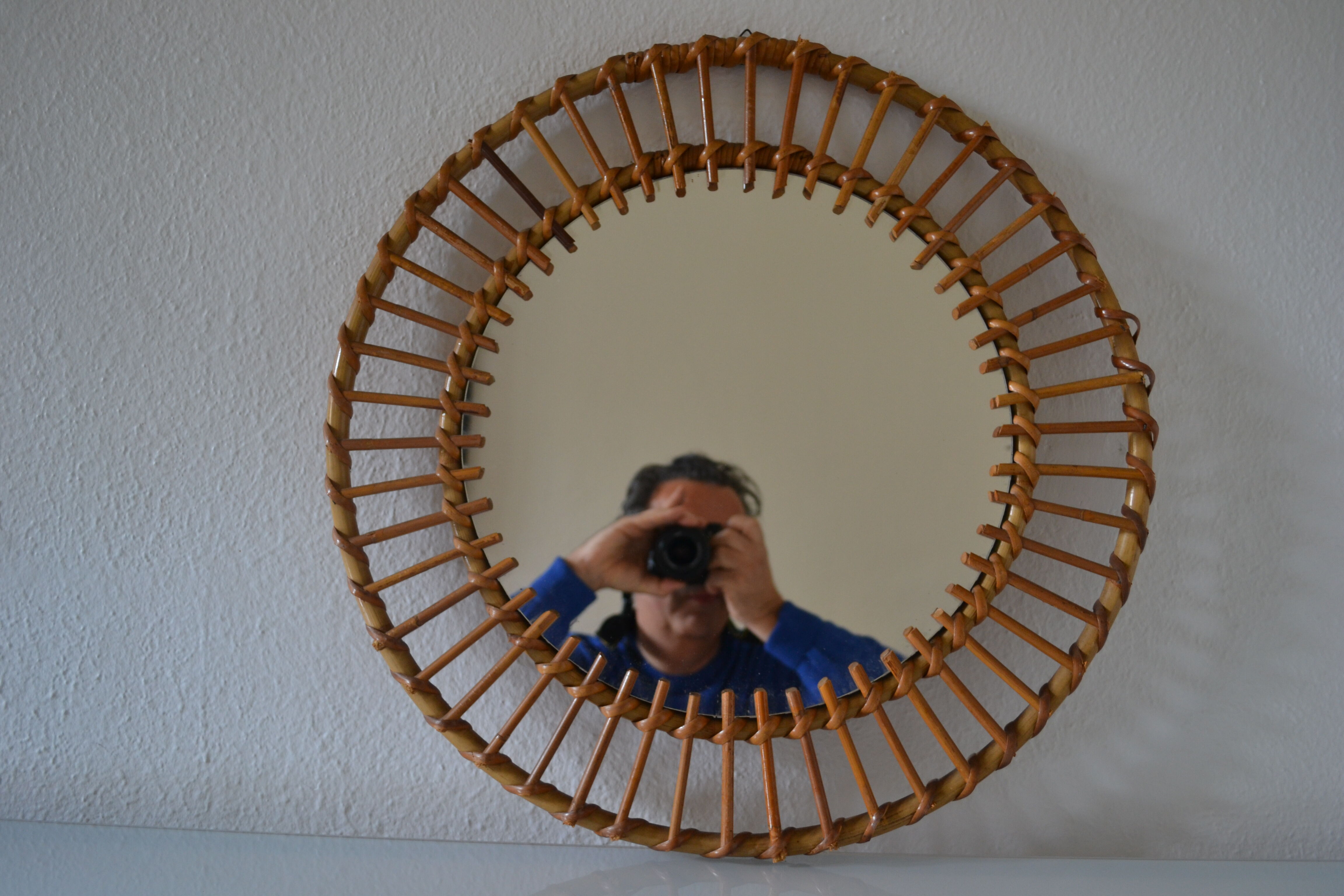 Vintage rattan sun mirror 70 years