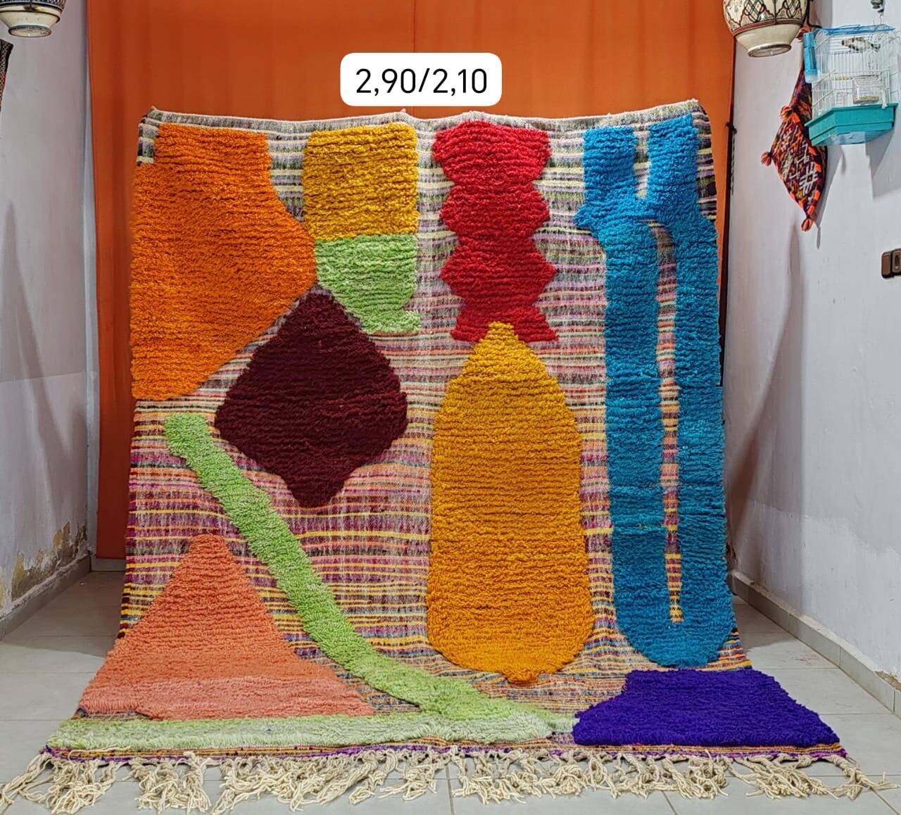 Berber Boujaad rug from Morocco in wool – 290 × 210 cm – abstract design