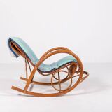 Fauteuil à bascule italien en rotin, 1960
