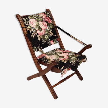 Folding chair with floral upholstery. Spain 1970s.