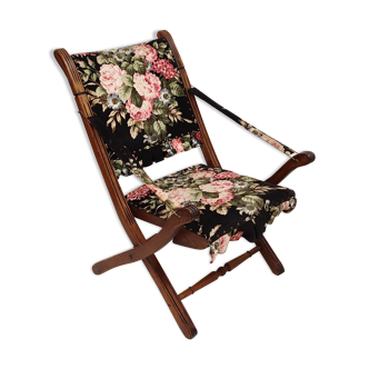 Folding chair with floral upholstery. Spain 1970s.