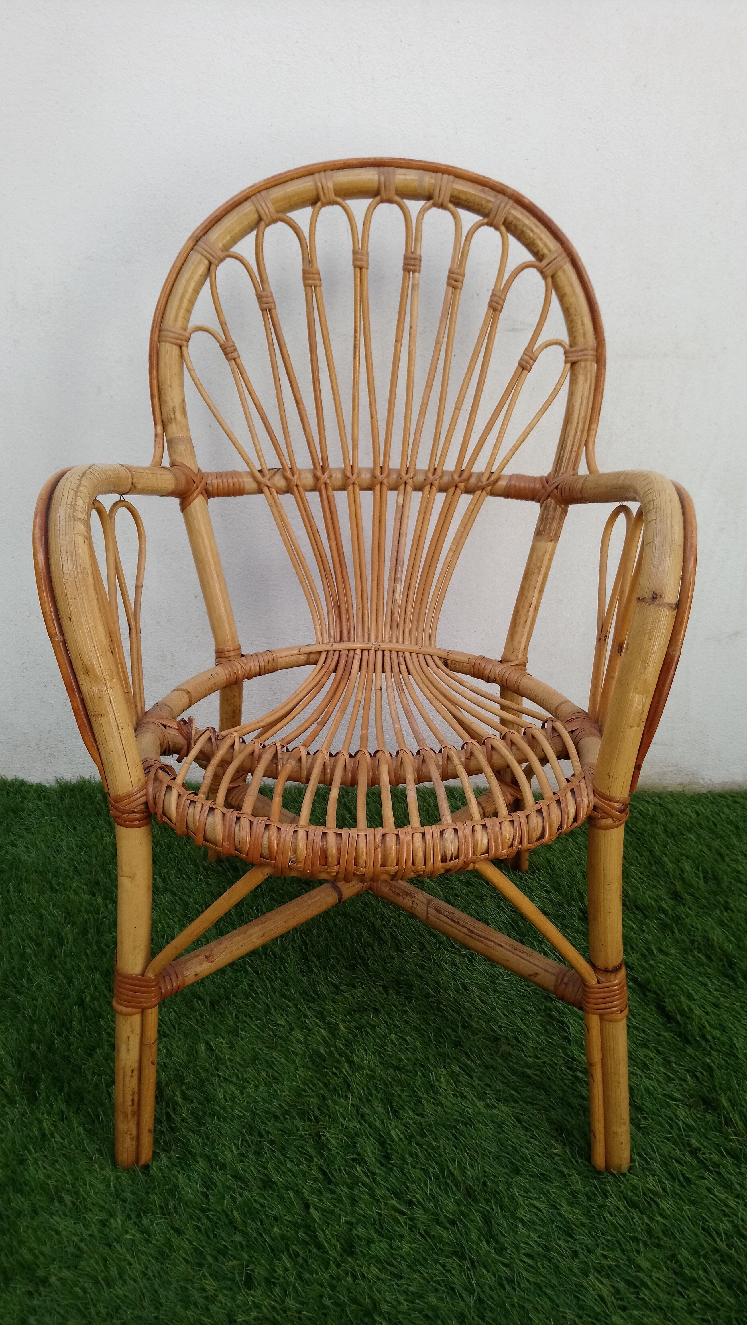 Duo de fauteuils en rotin années 70