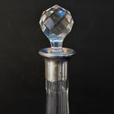 Carafe with antique glass liquor with diamond cap cut crystal silver frame