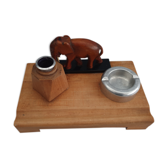 Art Deco office necessities ink and ashtray with an elephant
