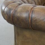 2.5 seater leather chesterfield sofa in a moss green color