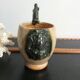Mug cup with laughing face in sandstone Sylvain Sttublet vintage ceramic 1950