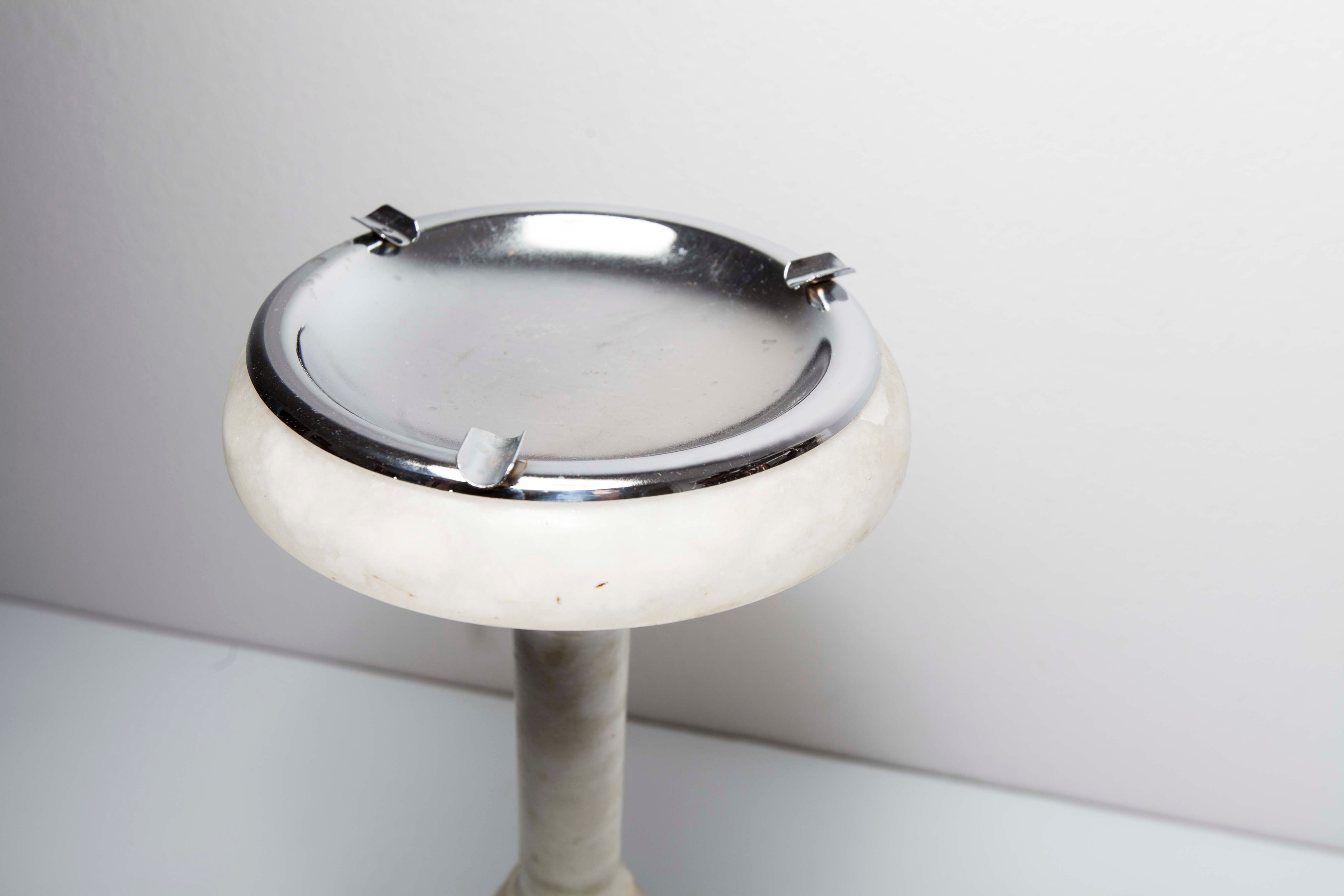 1930 white marble and chrome ashtray