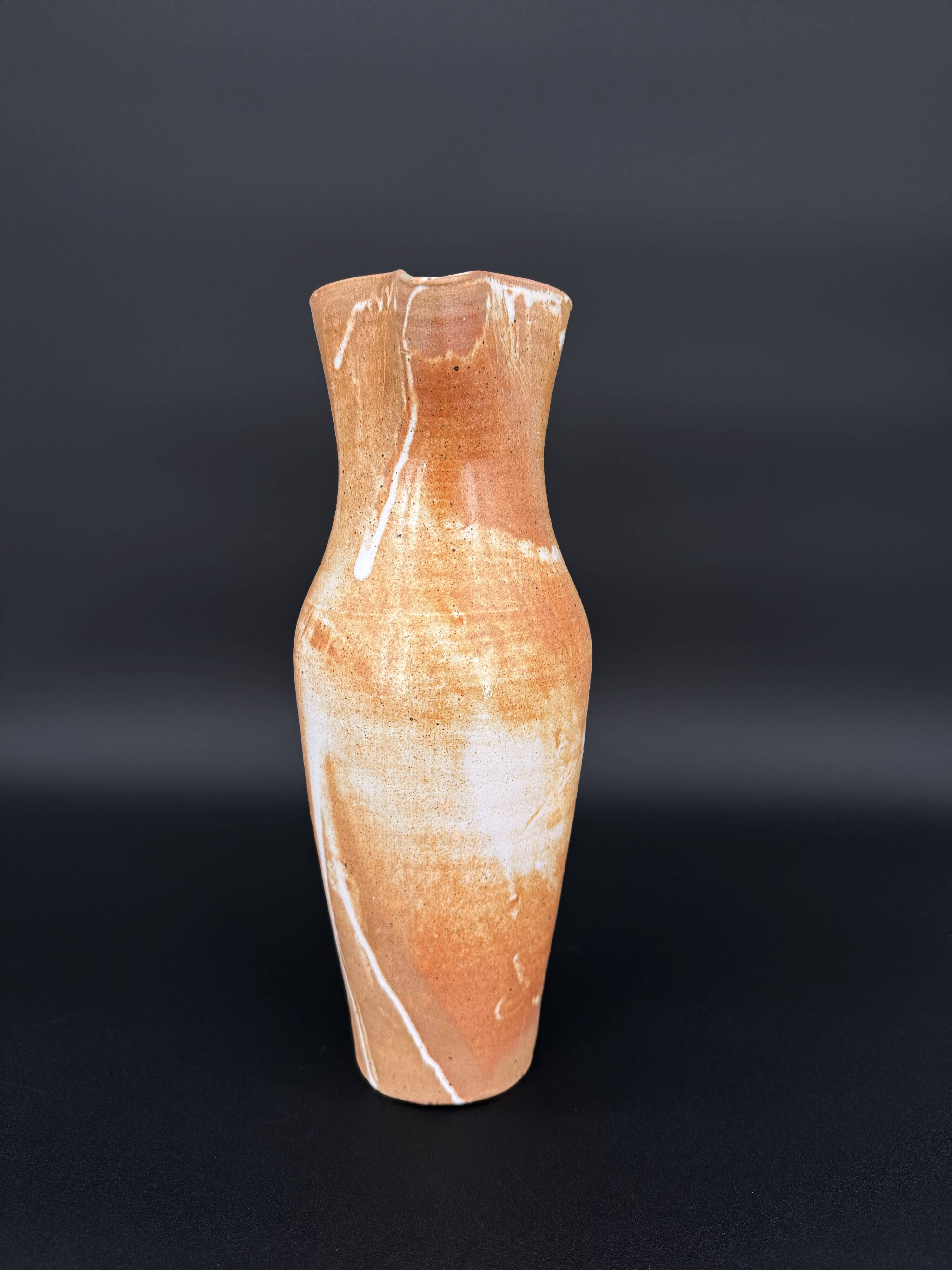 Large vintage flamed stoneware jug – France, 1970s